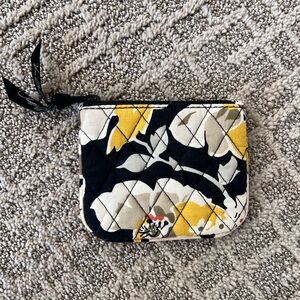 Vera Bradley black and yellow floral small wallet coin purse pouch